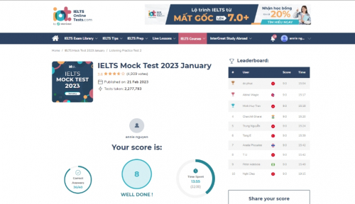 Ielts Exam Mock Test